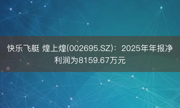 快乐飞艇 煌上煌(002695.SZ)：2025年年报净利润为8159.67万元