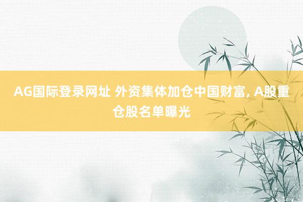 AG国际登录网址 外资集体加仓中国财富， A股重仓股名单曝光