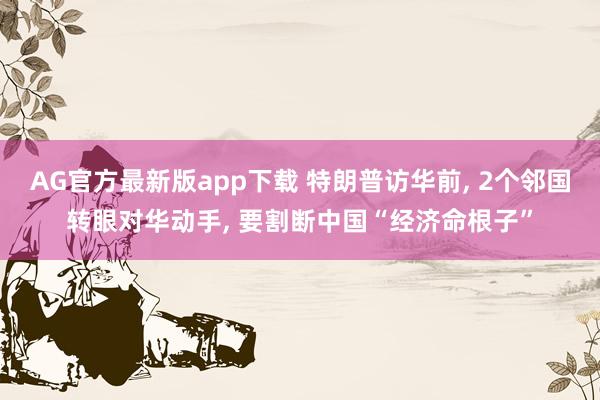 AG官方最新版app下载 特朗普访华前， 2个邻国转眼对华动手， 要割断中国“经济命根子”