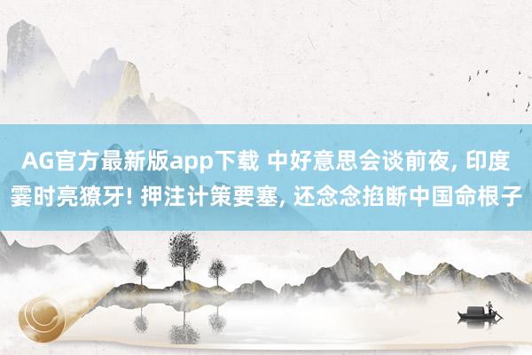 AG官方最新版app下载 中好意思会谈前夜， 印度霎时亮獠牙! 押注计策要塞， 还念念掐断中国命根子
