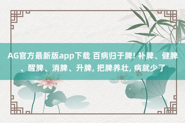 AG官方最新版app下载 百病归于脾! 补脾、健脾、醒脾、消脾、升脾, 把脾养壮, 病就少了