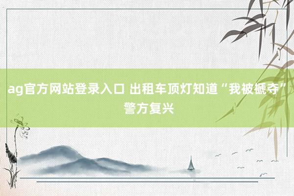 ag官方网站登录入口 出租车顶灯知道“我被褫夺” 警方复兴