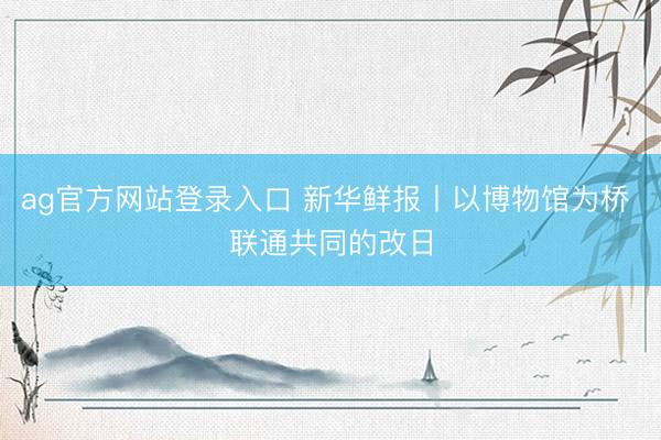 ag官方网站登录入口 新华鲜报丨以博物馆为桥 联通共同的改日