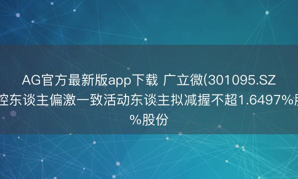 AG官方最新版app下载 广立微(301095.SZ)实控东谈主偏激一致活动东谈主拟减握不超1.6497%股份