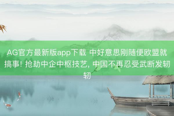 AG官方最新版app下载 中好意思刚随便欧盟就搞事! 抢劫中企中枢技艺, 中国不再忍受武断发轫
