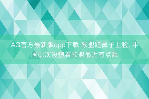 AG官方最新版app下载 欧盟蹬鼻子上脸, 中国此次没惯着欧盟最近有点飘