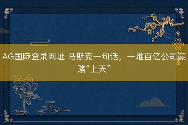 AG国际登录网址 马斯克一句话，一堆百亿公司豪赌“上天”