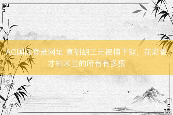 AG国际登录网址 直到胡三元被捕下狱，花彩香才知米兰的所有有多狠