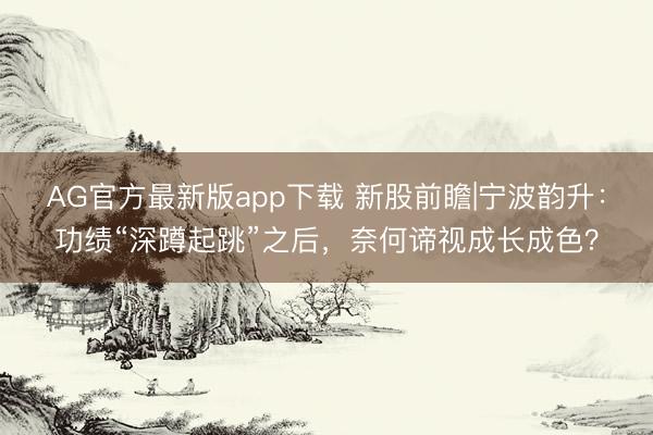 AG官方最新版app下载 新股前瞻|宁波韵升：功绩“深蹲起跳”之后，奈何谛视成长成色？